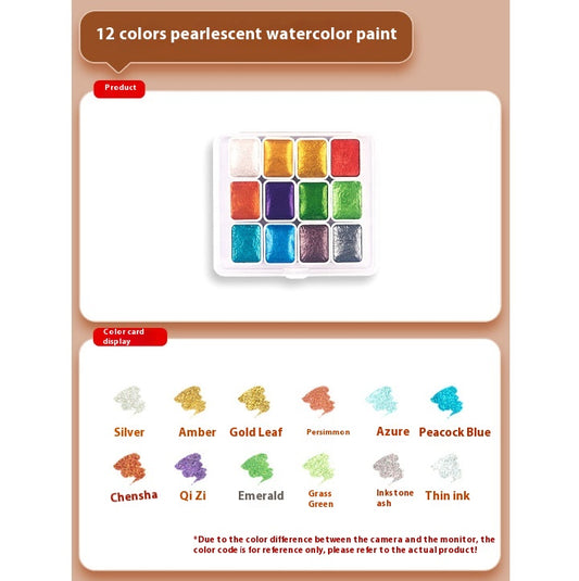 Pearlescent Watercolor Sets in Iron & Plastic Boxes (10–60 Colors)