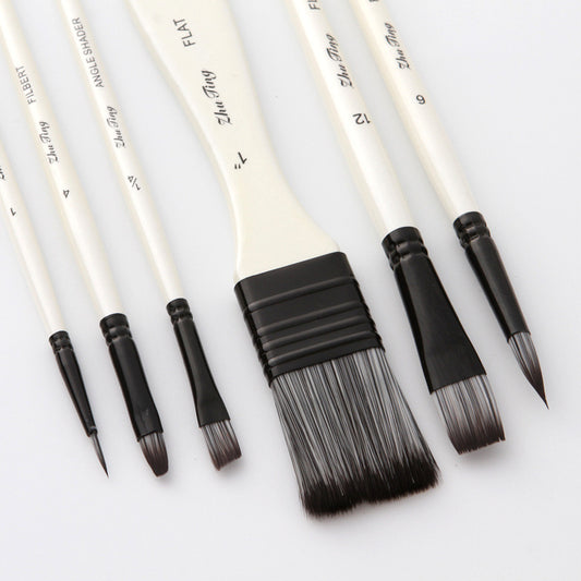 10-Piece Nylon Watercolor Brush Set with Zip Case (18-20 cm)