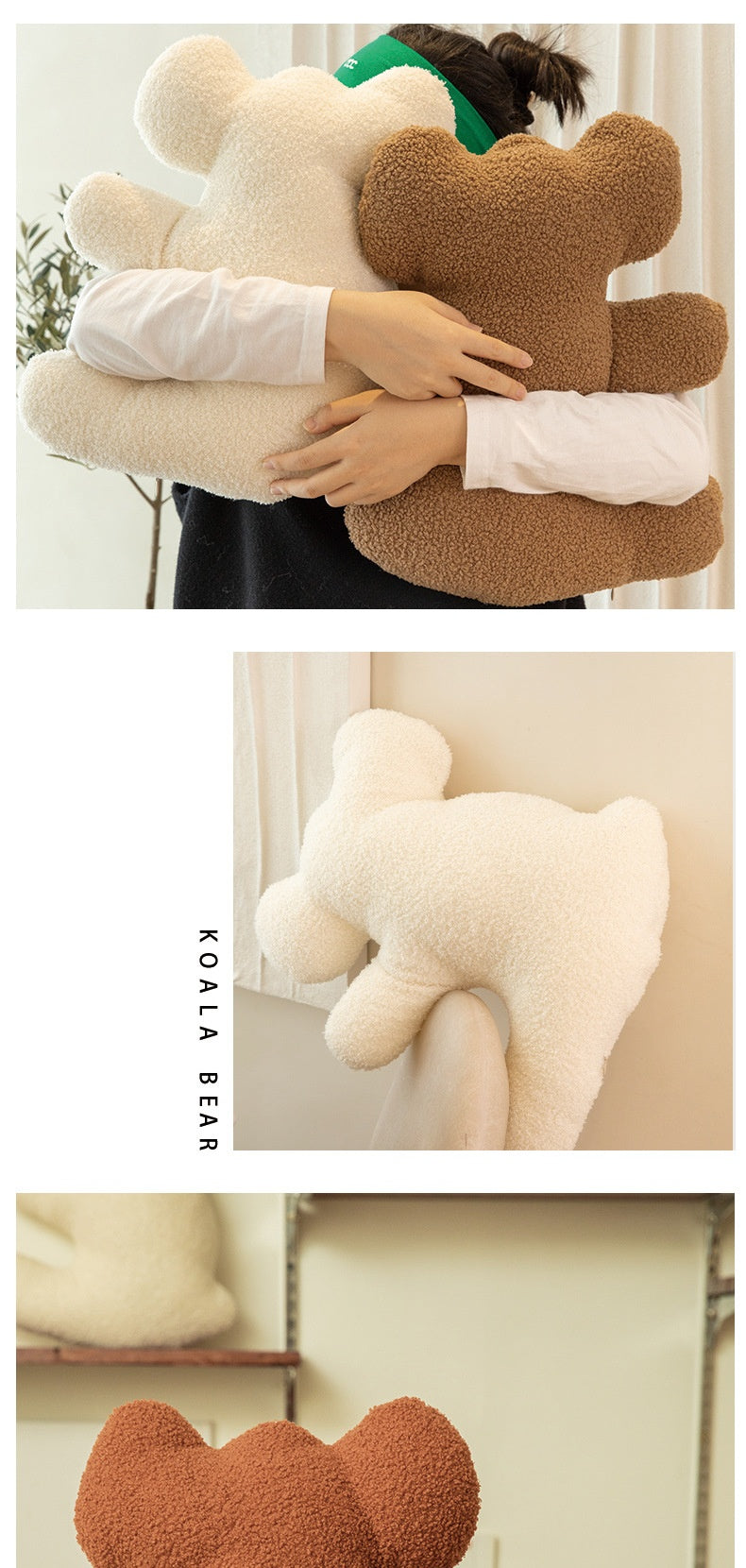 Koala Teddy Plush Cushion Pillow for Sofa and Bed, 38×46 cm