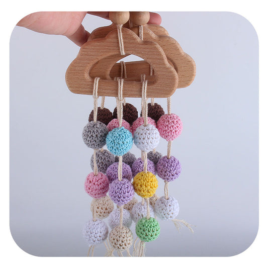 Wooden Cloud Baby Stroller Teether with Crochet Beads