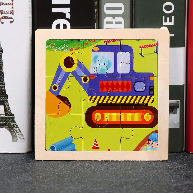 Mini Wooden Toddler Puzzle – Animals & Vehicles (11 cm)