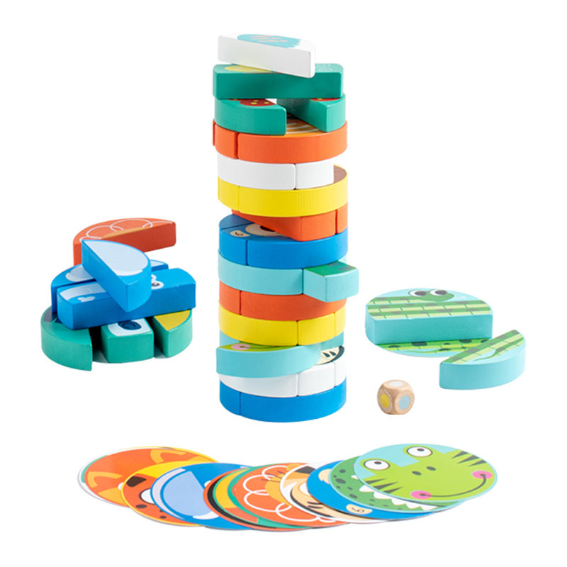Animal Tower Wooden Stacking Game for Kids (Jenga-Style, 3+)