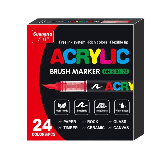 Direct Liquid Acrylic Brush Markers, Soft Tip, Quick-Dry (12–72 Colors)