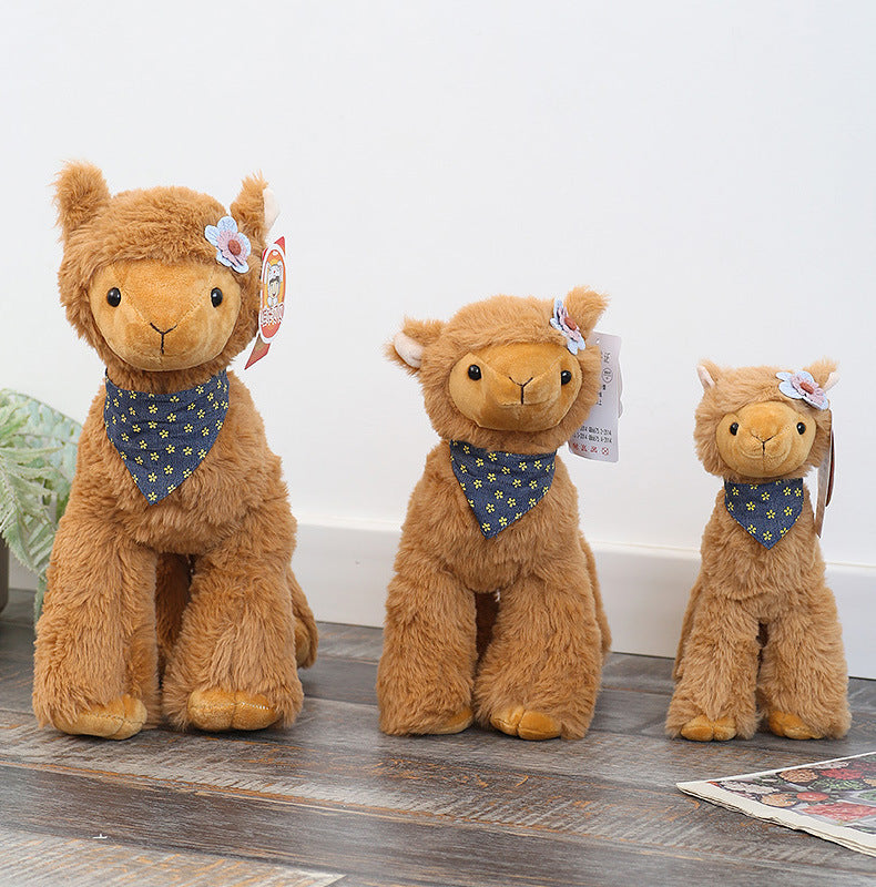 Alpaca Doll Plush – Small Cute Alpaca in Brown, Gray & White (25, 32, 40 cm)