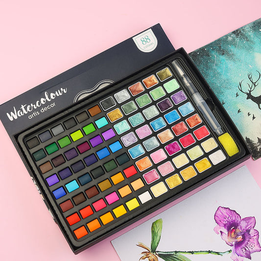 Kids Watercolor Paint Set – 24 to 88 Colors Boxed with Water Brush