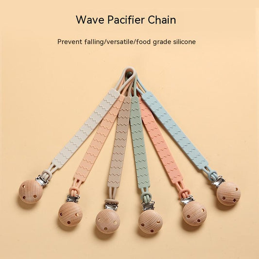 Silicone Wave Pacifier Clip & Teether Strap (3m+)