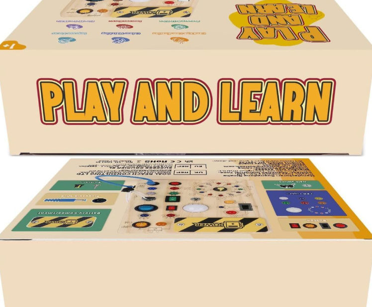 Montessori Wooden Busy Board With Lights, Switches and Plugs