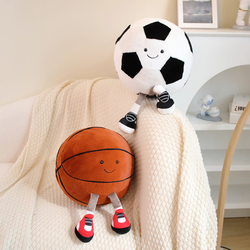Basketball & Football Plush Dolls with Legs – 28 cm