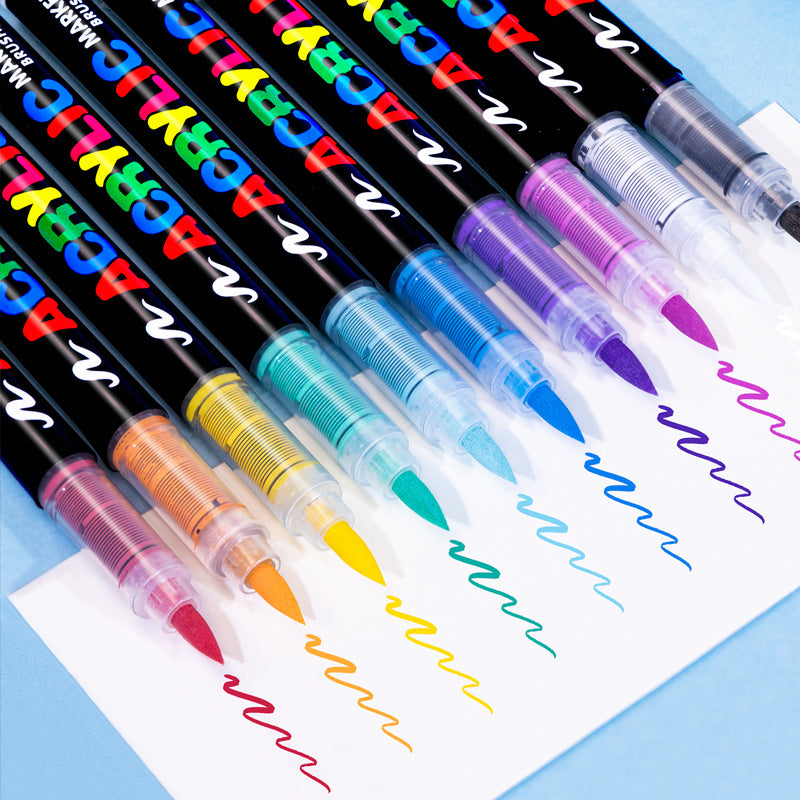 Direct Liquid Acrylic Brush Markers, Soft Tip, Quick-Dry (12–72 Colors)