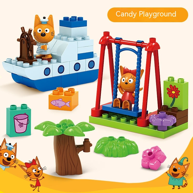 Kitty Playground Building Blocks Playhouse Sets for Kids