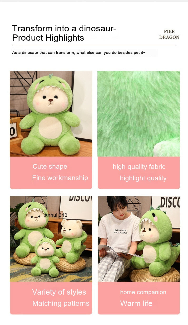 Transforming Dinosaur Bear Plush – Sleeping Pillow (28/40/50/65 cm)