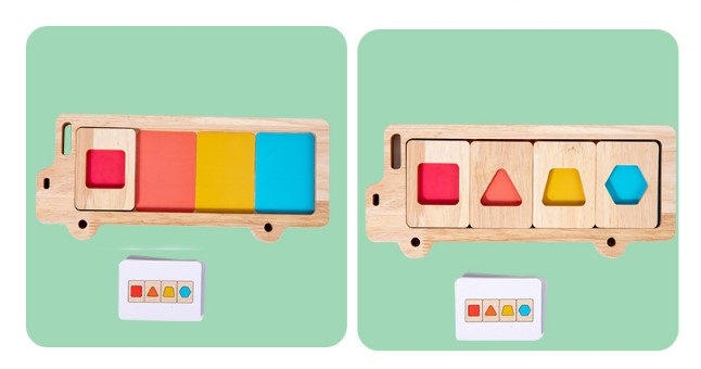 Wooden Color & Shape Logic Puzzle – Slide & Match (Ages 4–6)