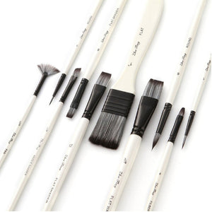 10-Piece Nylon Watercolor Brush Set with Zip Case (18-20 cm)