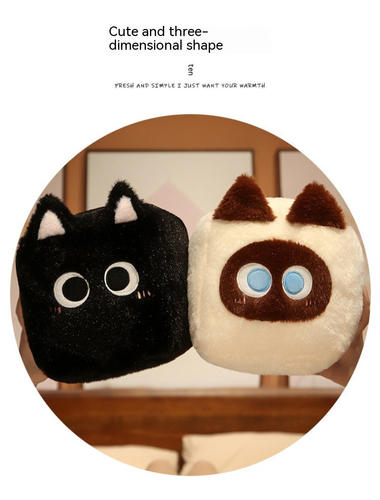 Square Cat Sleeping Pillow – Kawaii Plush Cushion (20/30/40 cm)