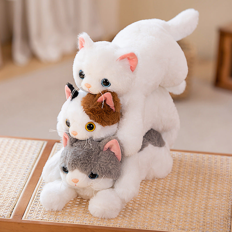 Cute Kitten Plush Toy – 50 cm Soft Cat (Gray, Calico, White)