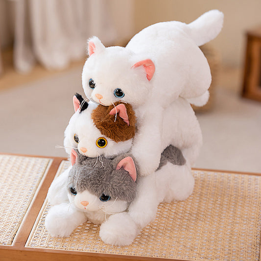 Cute Kitten Plush Toy – 50 cm Soft Cat (Gray, Calico, White)