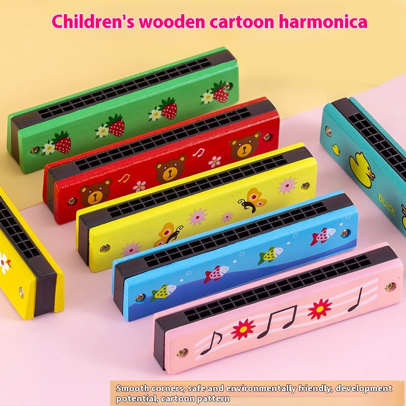Children’s 16-Hole Wooden Harmonica – Beginner Musical Toy