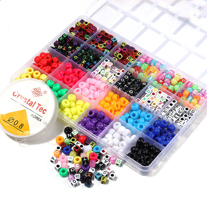 Assorted colorful beads in a clear plastic organizer with 'Crystal Tec' branding.