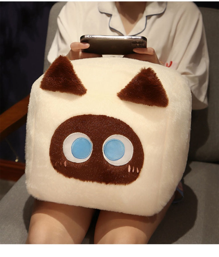 Square Cat Sleeping Pillow – Kawaii Plush Cushion (20/30/40 cm)