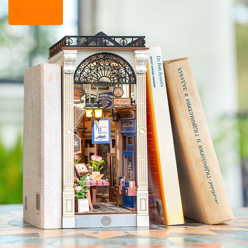 Arcade Street Book Nook DIY Wooden Miniature House Kit (LED)