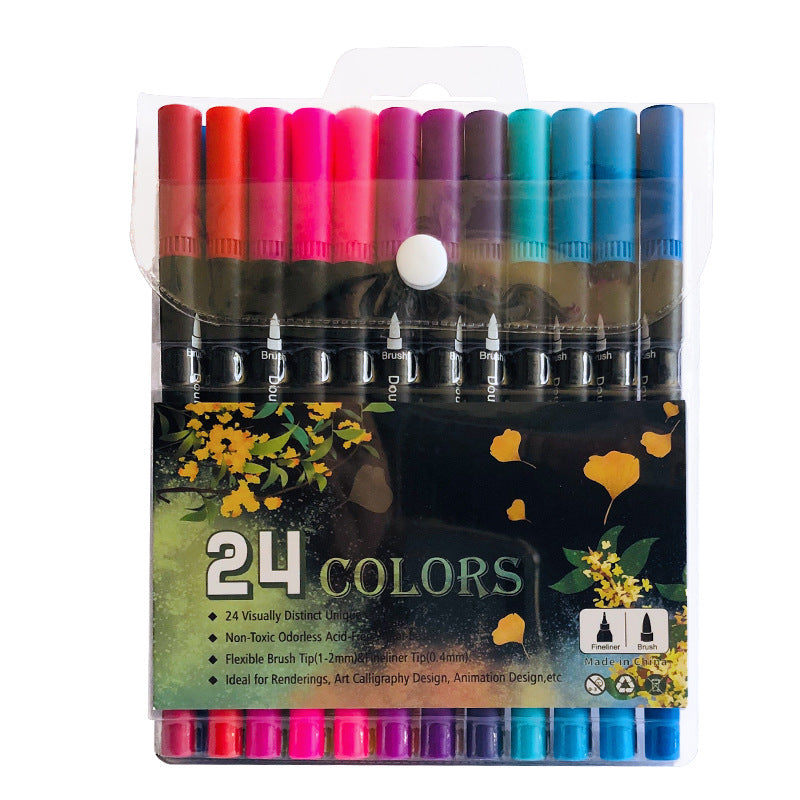 120-Color Dual Tip Brush & Fineliner Watercolor Pen Set
