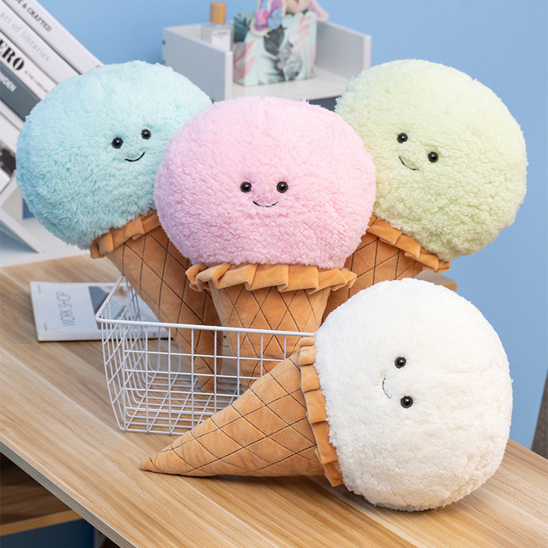 Ice Cream Cone Plush Pillow – 46 cm Scoop in 5 Flavours