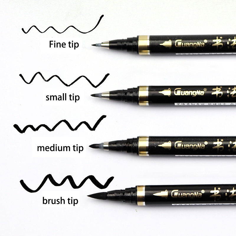 Guangna Calligraphy Brush Pen Set 6 Pack Refillable Black