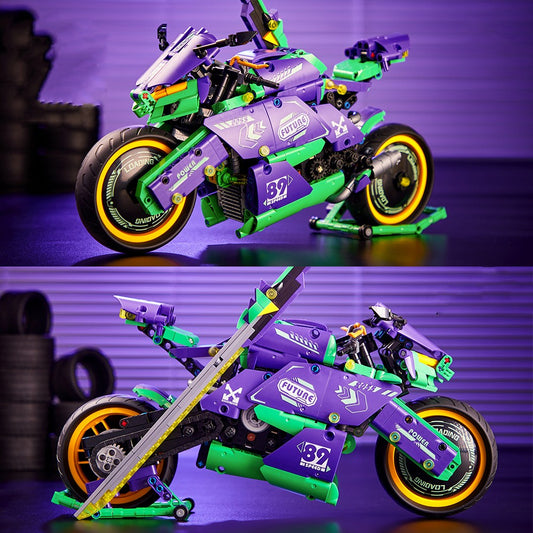 EVO Motorcycle Brick Kit in Purple and Green (998 pcs)