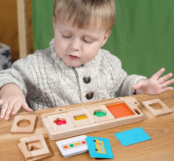 Wooden Color & Shape Logic Puzzle – Slide & Match (Ages 4–6)