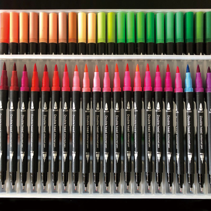 120-Color Dual Tip Brush & Fineliner Watercolor Pen Set