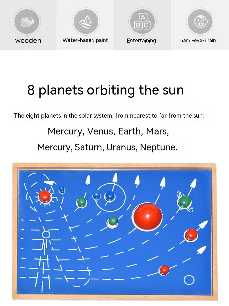 Montessori Solar System Wooden Board for Kids – 9 Planets or 8 Planets