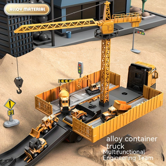 Jumbo Alloy Container Truck Set with Crane for Kids 3+