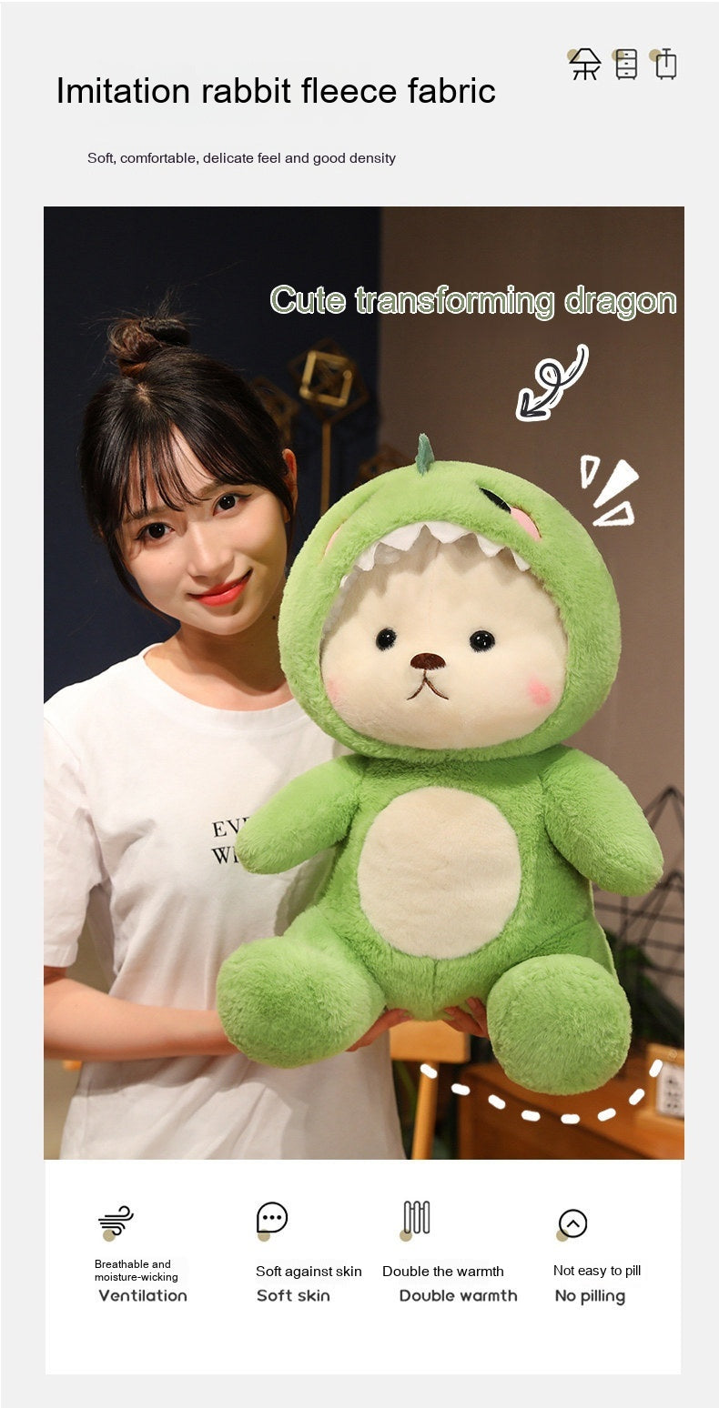 Transforming Dinosaur Bear Plush – Sleeping Pillow (28/40/50/65 cm)