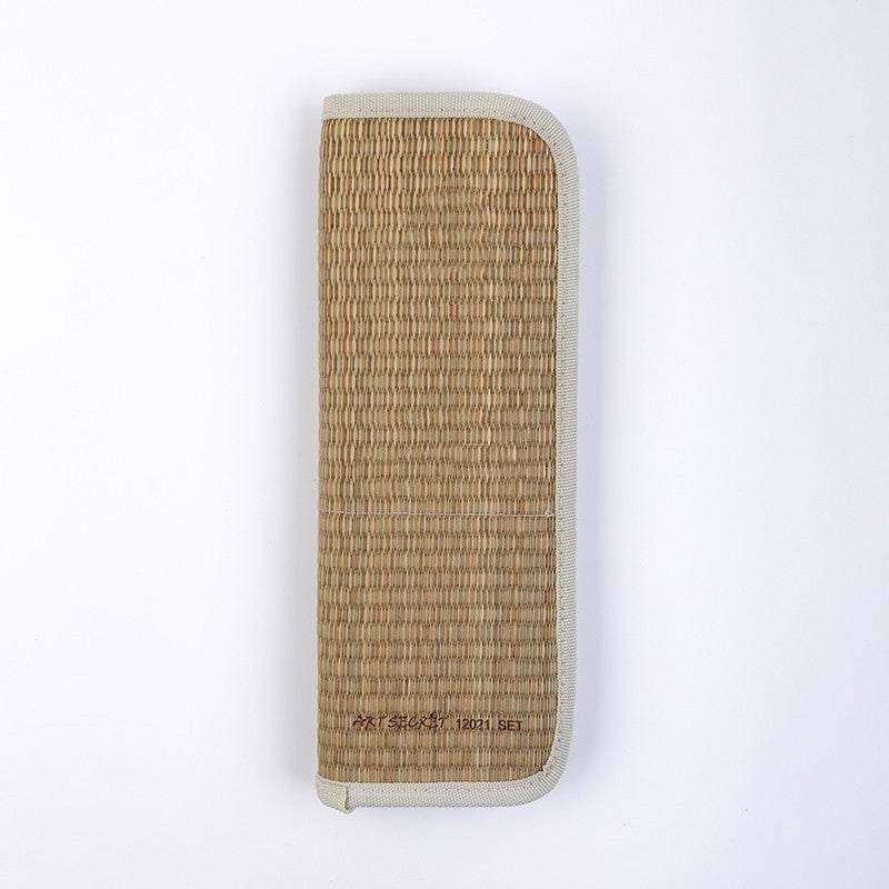 12-Piece Hog Bristle Paint Brush Set with Storage Mat Bag