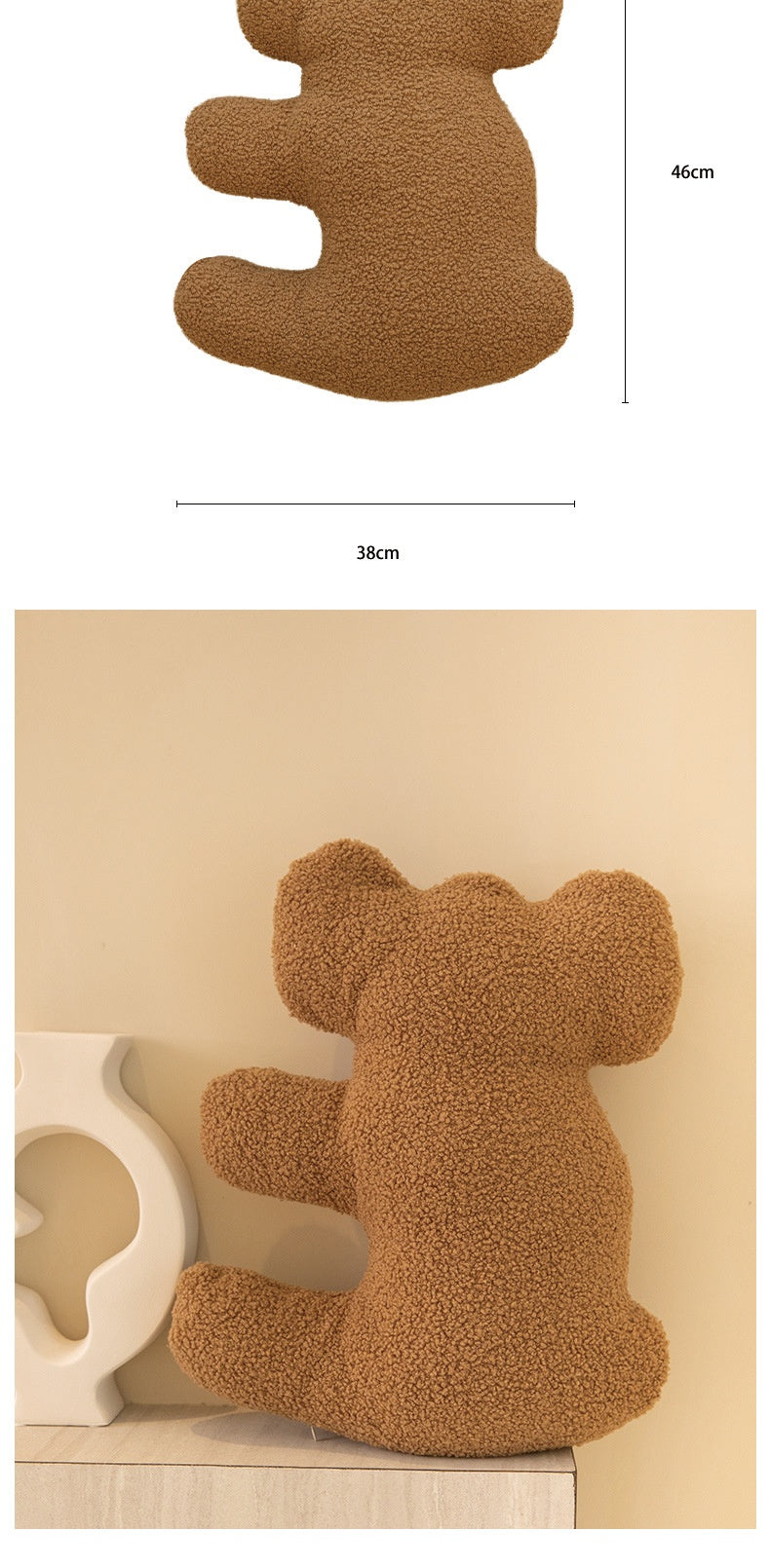 Koala Teddy Plush Cushion Pillow for Sofa and Bed, 38×46 cm