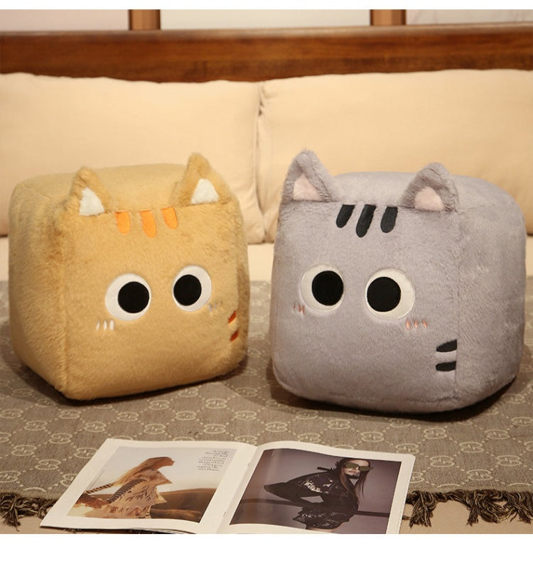 Square Cat Sleeping Pillow – Kawaii Plush Cushion (20/30/40 cm)