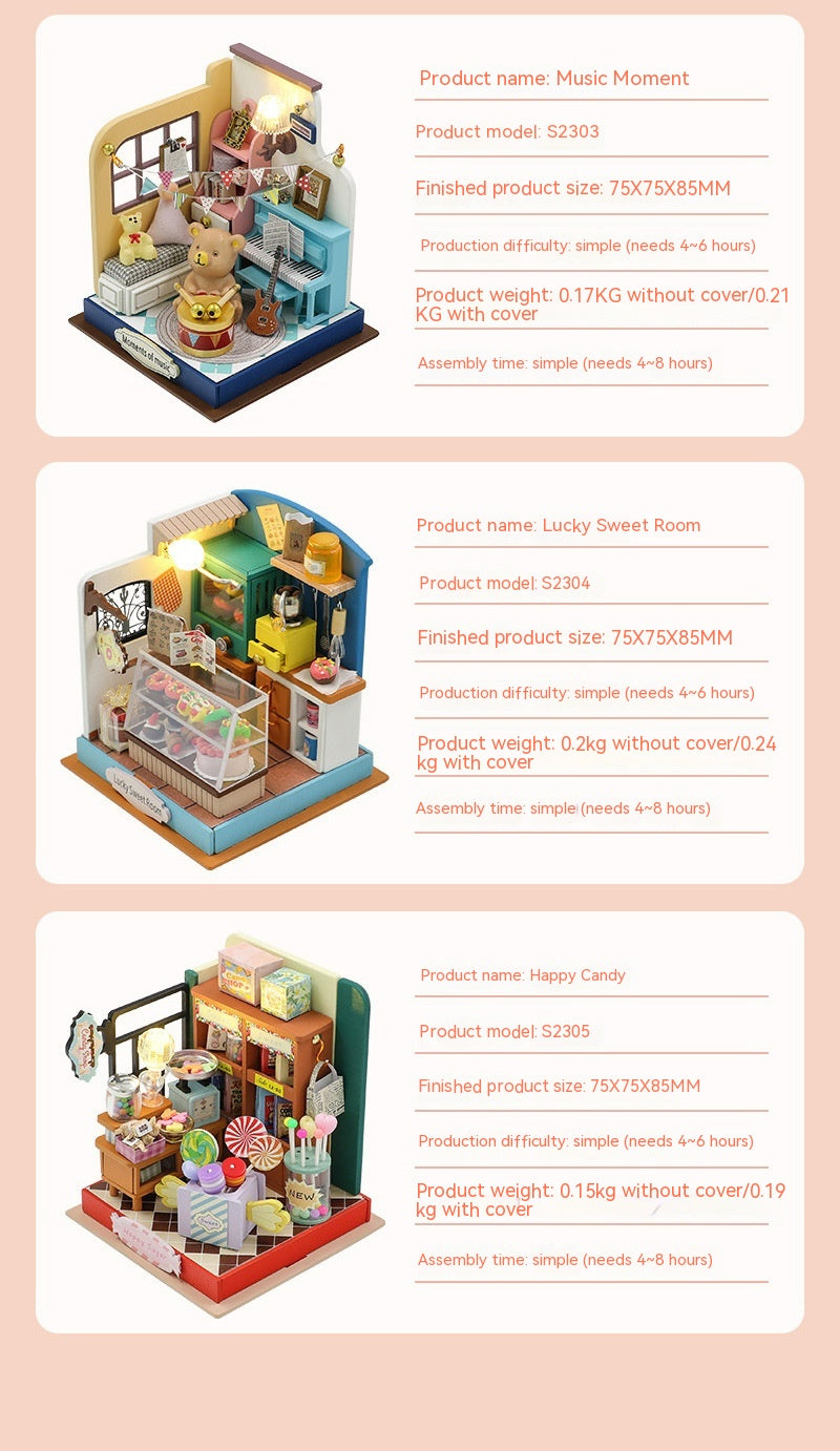 Hongda S230 Mini DIY House Kits: Coffee, Bedroom, Music & More