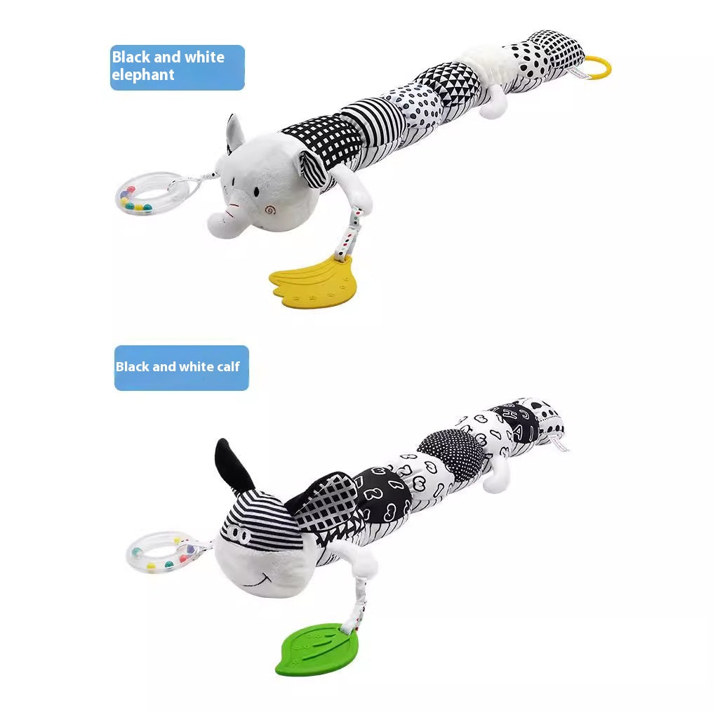 High Contrast Plush Rattle Toy with Teether