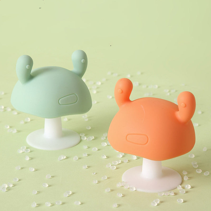 Mushroom Silicone Baby Teether with Suction Base