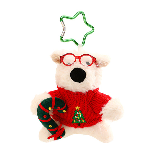 West Highland Christmas Puppy Plush Keychain - Holiday Bag Charm