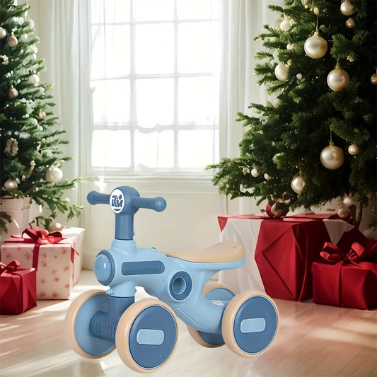 4-Wheel Baby Balance Bike with Music, Lights and Soft Seat