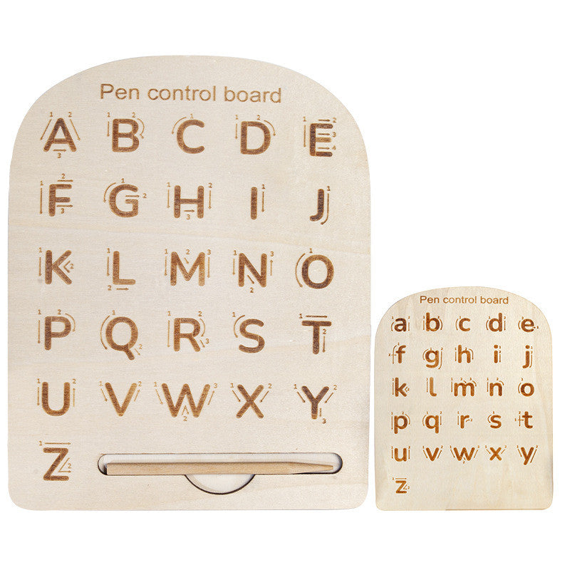 Wooden Groove Tracing Board for Kids – Numbers, Letters & Shapes