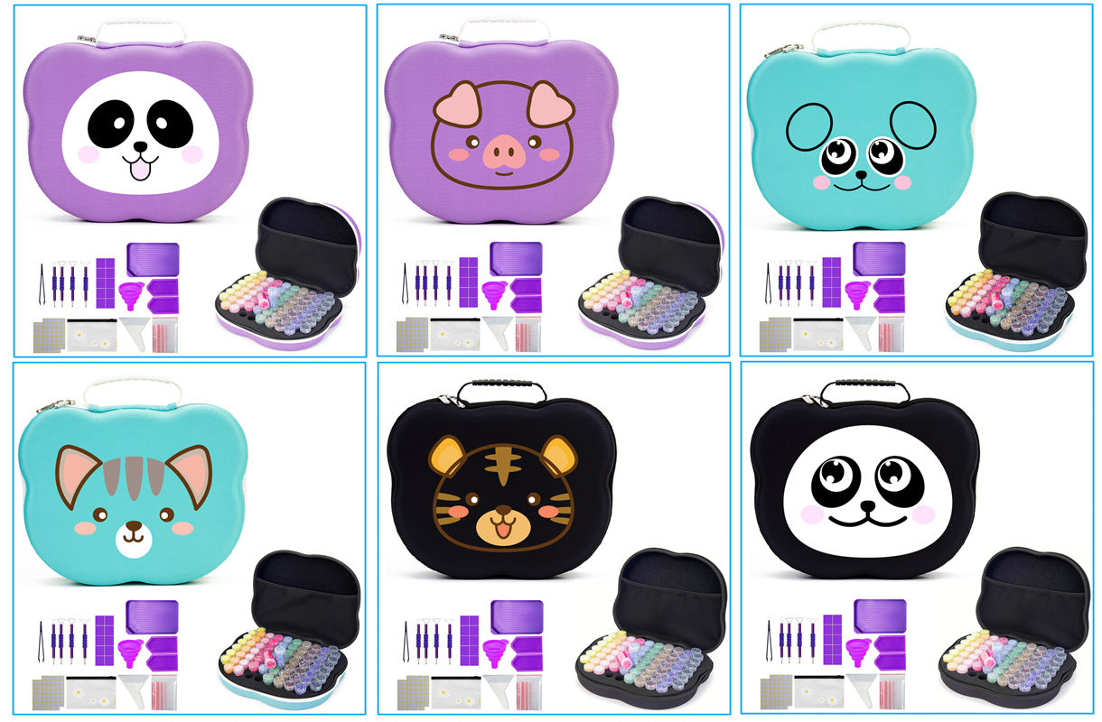 Diamond Painting Storage Case with 70 Bottles – EVA Organizer (Purple or Black)