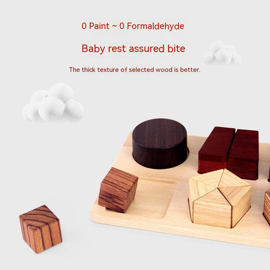 Multi-Wood Geometric Cognition Board – Slide & Match (Ages 2+)