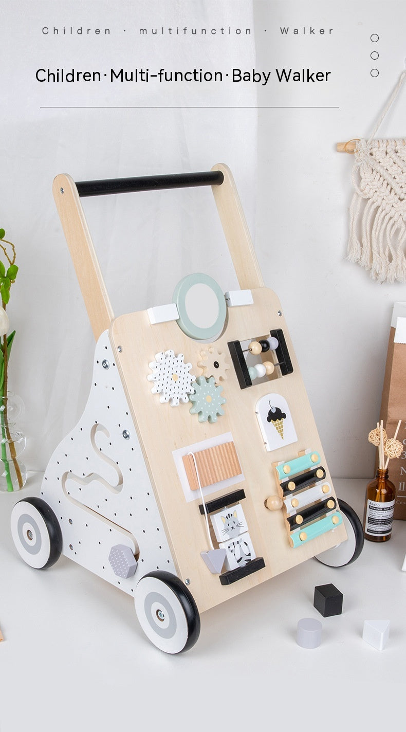 Children's Early Childhood Education Walker Trolley Baby Toddling Walk Walker Shopping Cart Wooden Toy