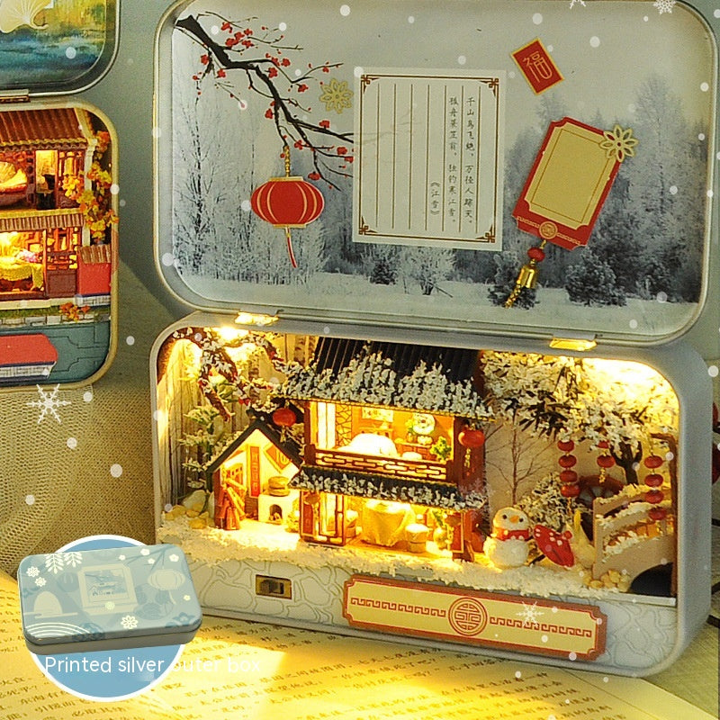 Handmade Model Toy Diy Iron Box With Light Doll House