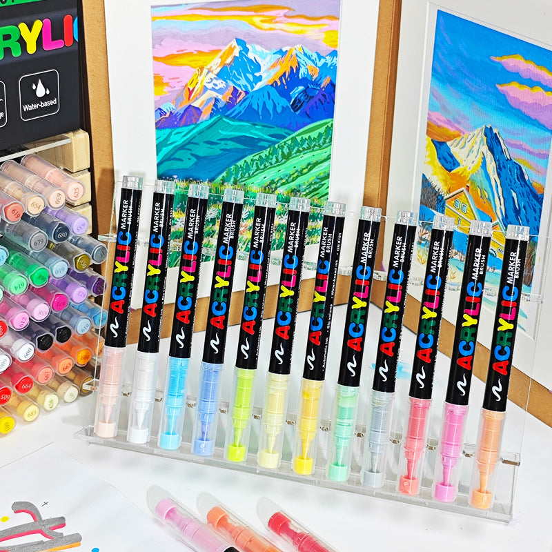 Direct Liquid Acrylic Brush Markers, Soft Tip, Quick-Dry (12–72 Colors)
