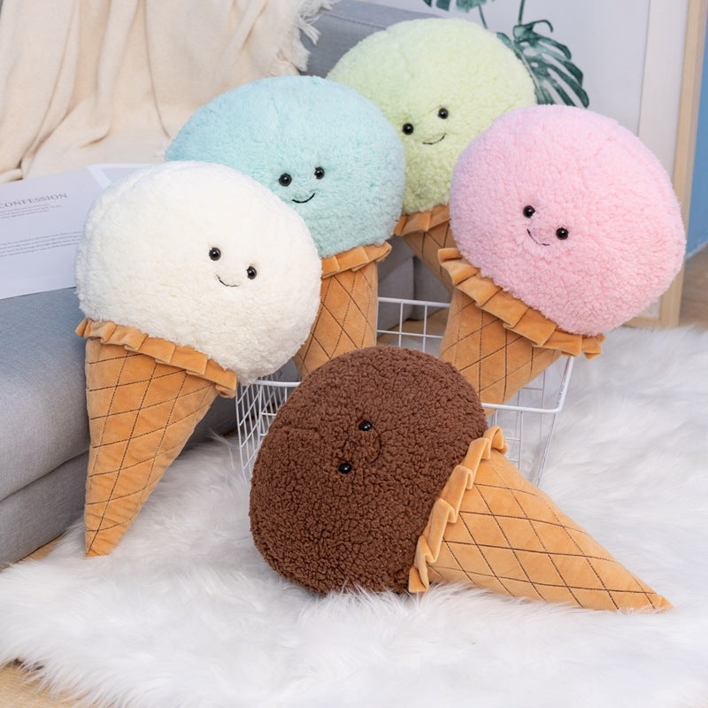 Ice Cream Cone Plush Pillow – 46 cm Scoop in 5 Flavours