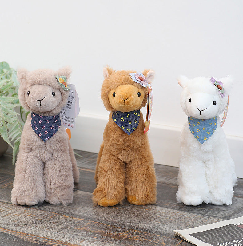 Alpaca Doll Plush – Small Cute Alpaca in Brown, Gray & White (25, 32, 40 cm)